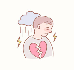 실연당하고 절망한 남자의 삽화.