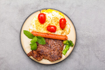 A delicious home-cooked steak on the table