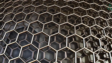 Abstract background, fantastic 3D hexagon structure, fractal design.