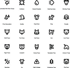 Animals and Nature Line Vector Icons 1