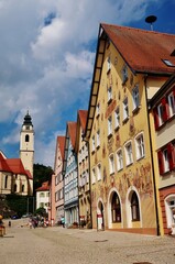Obraz premium Horb am Neckar, Marktplatz, Rathaus und Kirchturm