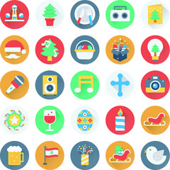 Christmas, Party and Celebration Vector Icons 4