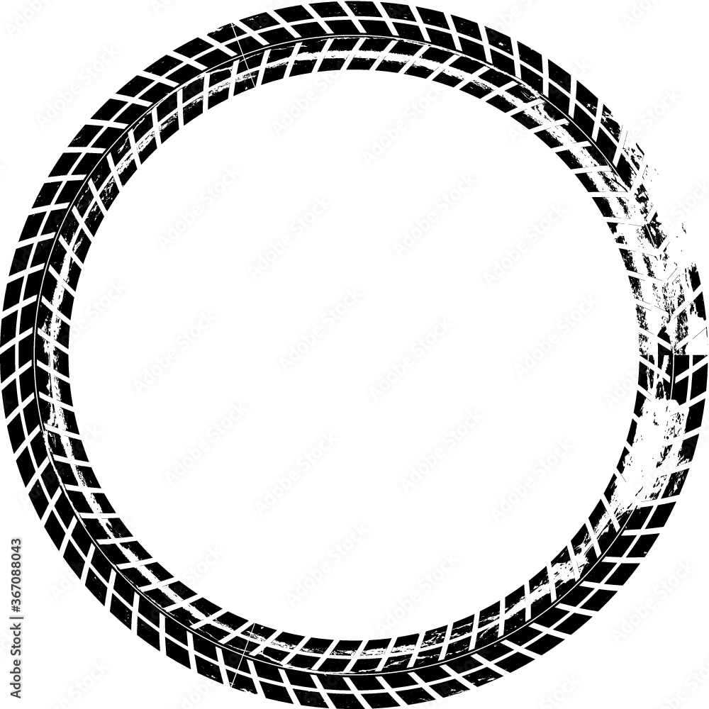 Poster vector print textured tire track . border frame . design element .bike thread silhouette