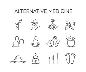 alternative medicine icons set