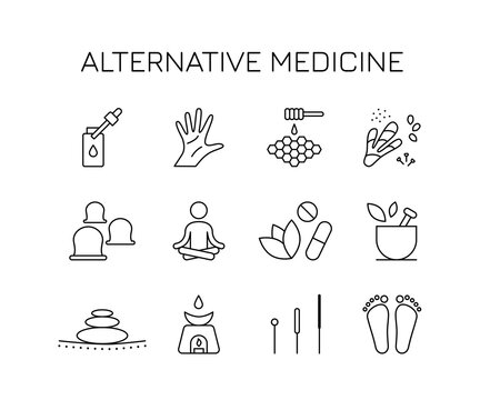 alternative medicine icons set