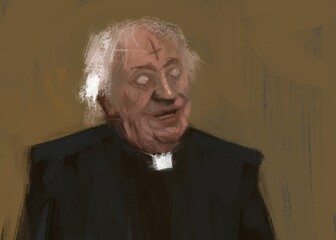 Digital painting of a corrupted demonic priest