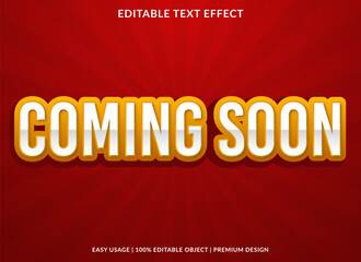 coming soon text effect template with 3d style and bold font concept use for brand label and logotype sticker