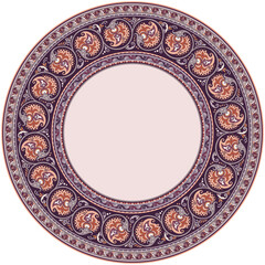 Vector abstract ornamental nature ethnic round frame