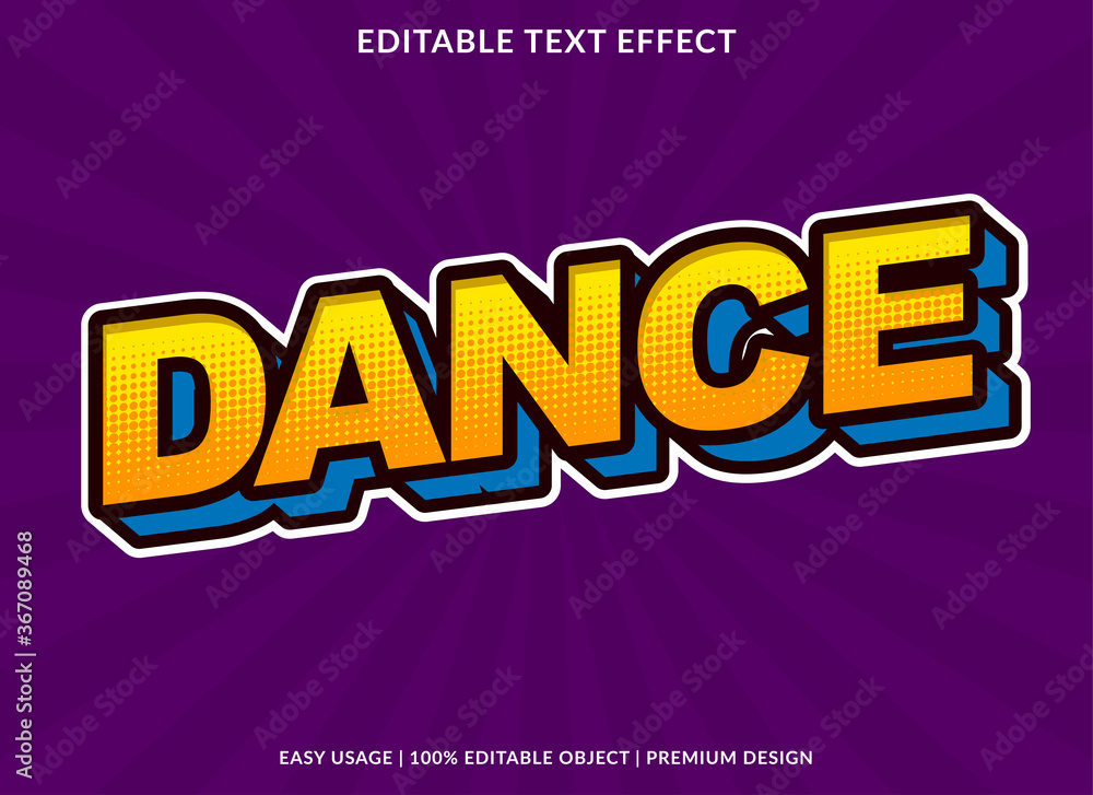 Fototapete dance text effect template with 3d style and bold font concept use for brand label and logotype stic