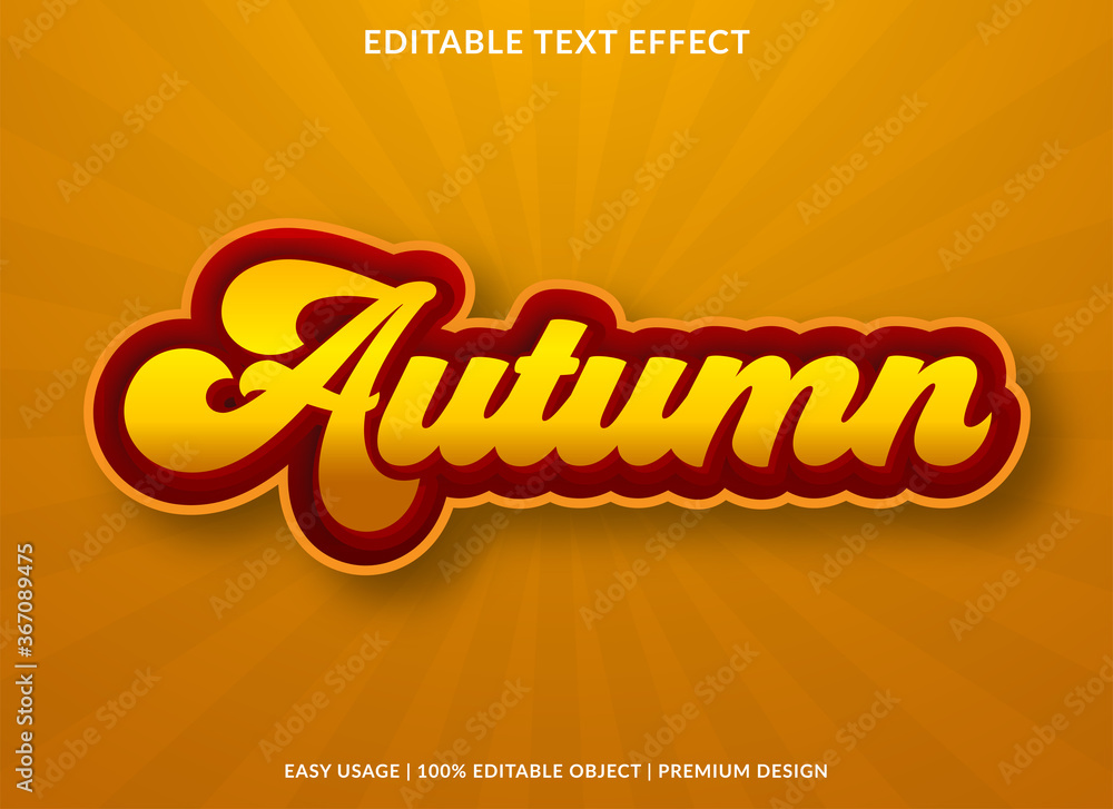 Fototapete autumn text effect template with 3d style and bold font concept use for brand label and logotype sti