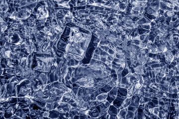 Cool and transparent ice cubes in summer