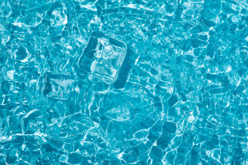 Cool and transparent ice cubes in summer