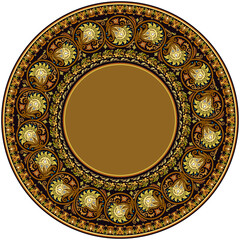 Vector abstract ornamental nature ethnic round frame