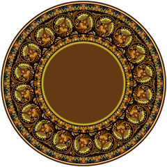 Vector abstract ornamental nature ethnic round frame