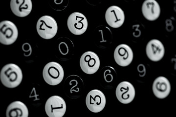 Background of numbers. from zero to nine. Seamless texture with Color. Mathematic backdrop. Random....