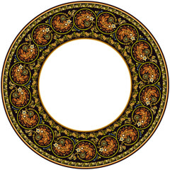 Vector abstract ornamental nature ethnic round frame