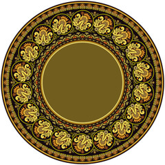Vector abstract ornamental nature ethnic round frame