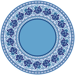 Vector abstract ornamental nature ethnic round frame