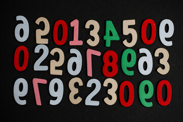 Background of numbers. from zero to nine. Seamless texture with Color. Mathematic backdrop. Random. maths symbols. Numerical figures