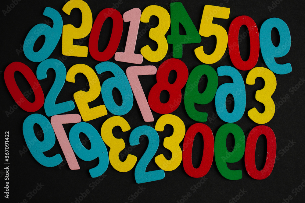 Poster background of numbers. from zero to nine. seamless texture with color. mathematic backdrop. random. 