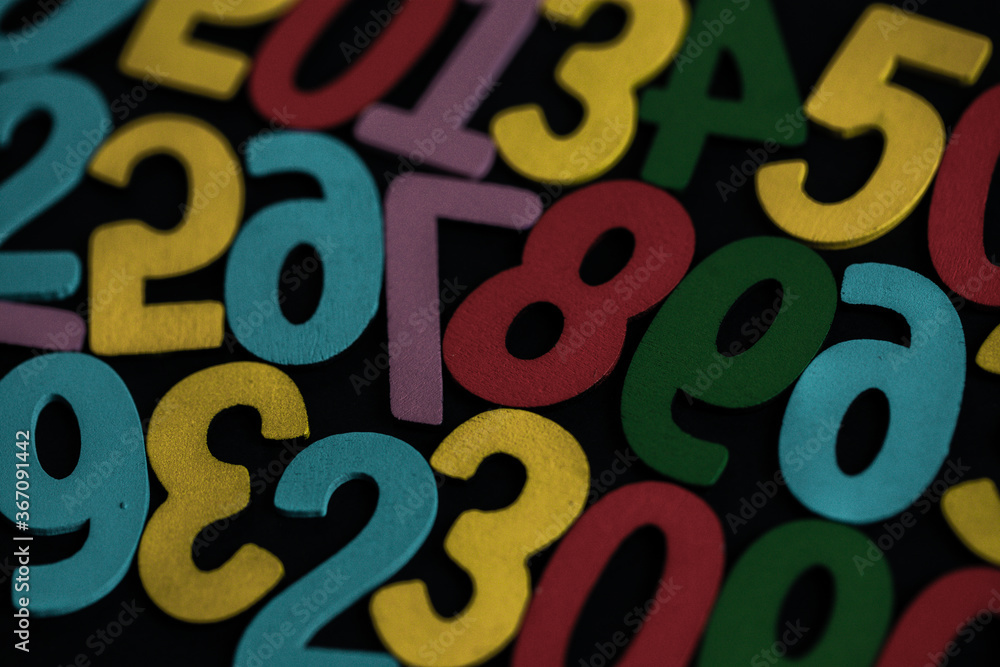Poster background of numbers. from zero to nine. seamless texture with color. mathematic backdrop. random. 