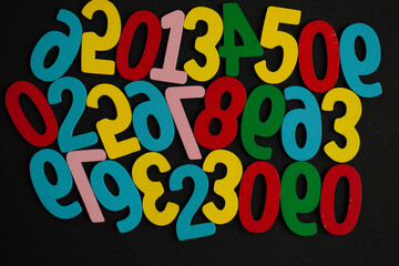Background of numbers. from zero to nine. Seamless texture with Color. Mathematic backdrop. Random. maths symbols. Numerical figures