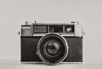 old vintage camera isolated on white