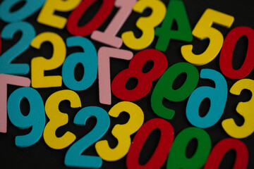 Background of numbers. from zero to nine. Seamless texture with Color. Mathematic backdrop. Random. maths symbols. Numerical figures