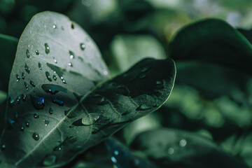 beautiful leaves with morning dew