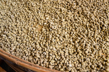Soybeans fermented on bamboo basket.