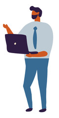 Man With Laptop Vector Flat Character 