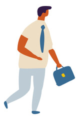 Business Man walking Flat Vector Character isolated
