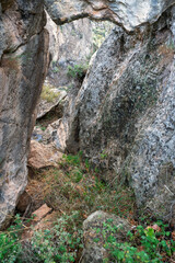 path between a rock formation