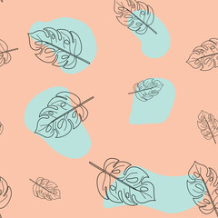 Tropical Seamless Pattern with Palm Leaves