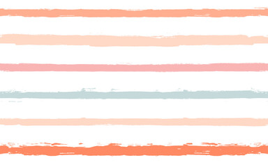 Hand drawn striped pattern, pink, orange and green girly stripe seamless background, childish pastel brush strokes. vector grunge stripes, cute baby paintbrush line backdrop