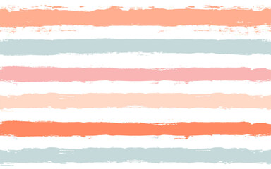 Hand drawn striped pattern, pink, orange and green girly stripe seamless background, childish pastel brush strokes. vector grunge stripes, cute baby paintbrush line backdrop