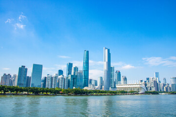 Fototapeta na wymiar Skyline of Zhujiang New City, the commercial center of Guangzhou