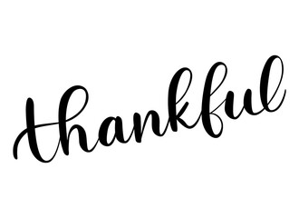 Thankful phrase. Handwritten vector lettering illustration. Brush calligraphy style. Black inscription isolated on white background.