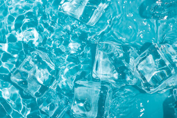 Cool and transparent ice cubes in summer