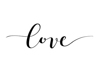Love phrase. Handwritten vector lettering illustration. Brush calligraphy banner. Black inscription isolated on white background.