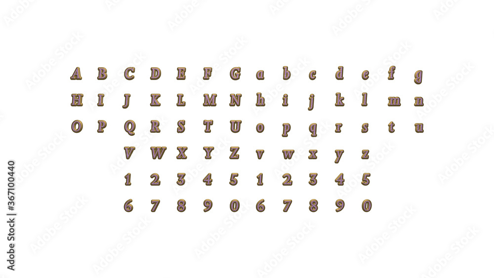Poster full set of english alphabets in 3d illustrations which matching perspectives and lighting on each s