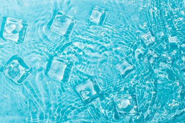Cool and transparent ice cubes in summer