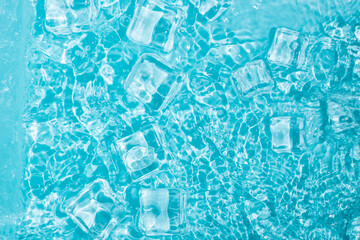 Cool and transparent ice cubes in summer