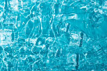 Cool and transparent ice cubes in summer