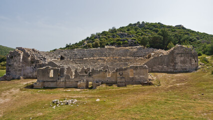 Amphitheater at archaelogical site of the ancient Patara Greek city, near city of Fethiye, Turkey