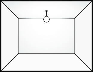 Diagram of interior lighting design: ceiling omni-directional lamp centered.