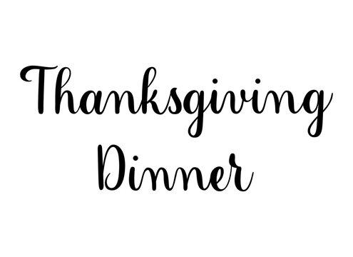 Thanksgiving Dinner phrase. Handwritten vector lettering illustration. Brush calligraphy banner. Black inscription isolated on white background.