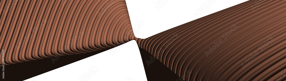 Poster ultra wide 3d illustration of a geometrical shape of light salmon color on a white abstract backgrou