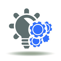 Light bulb gears concept of innovative idea, creativity, modern technology and technological novelty. Lightbulb with cogwheel mechanism icon vector.