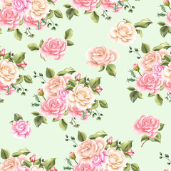 Rose flower seamless pattern